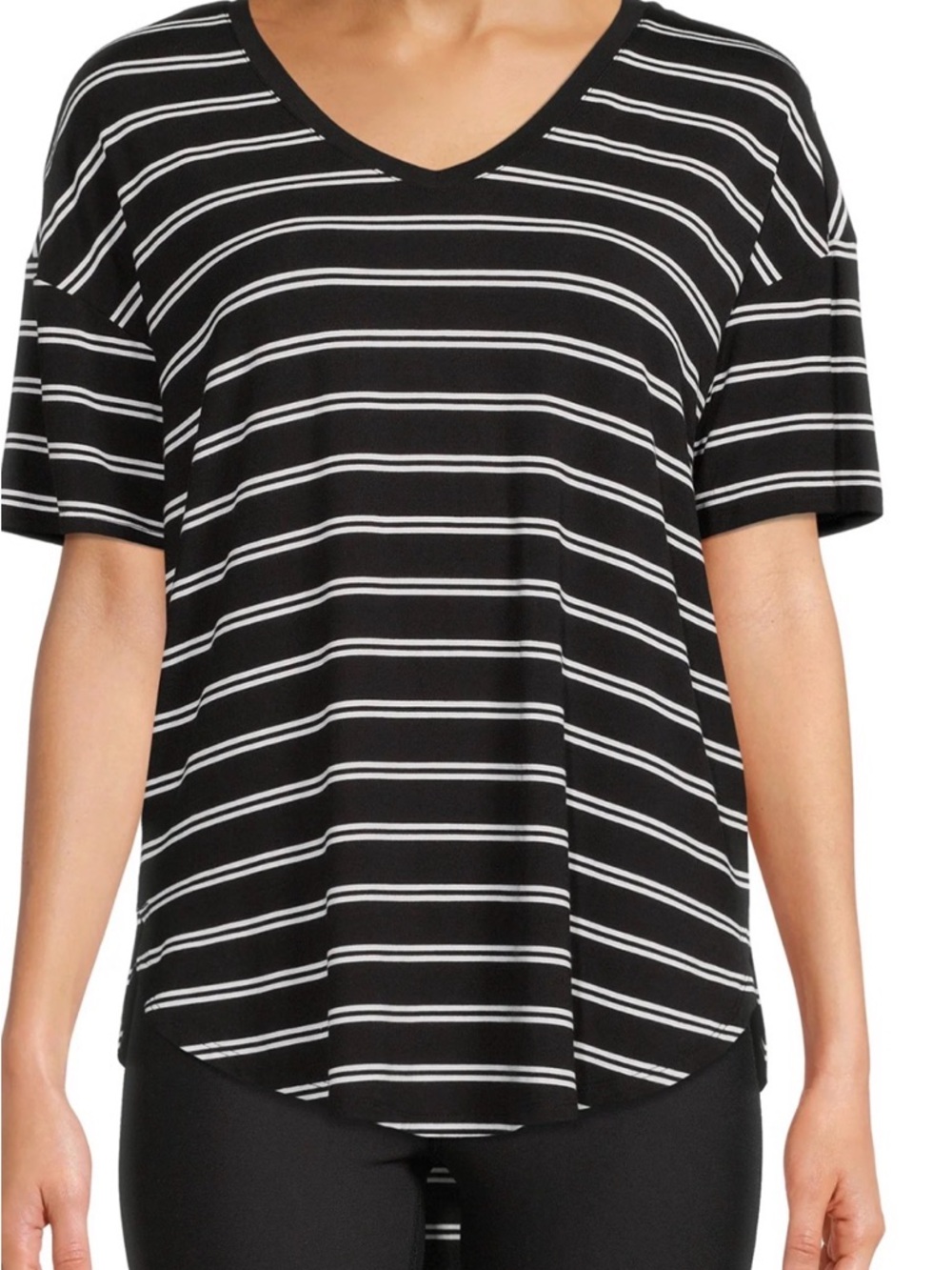 Never worn Black& White Striped V-Neck Women’s Top
